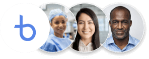 Four circular images, in one is the blackwell logo, and two woman and a man smiling for the photo.